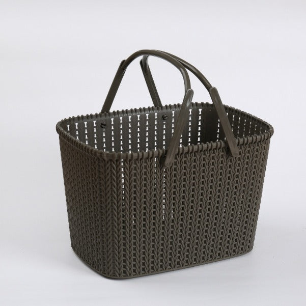 Woven Plastic Storage Basket With Handle